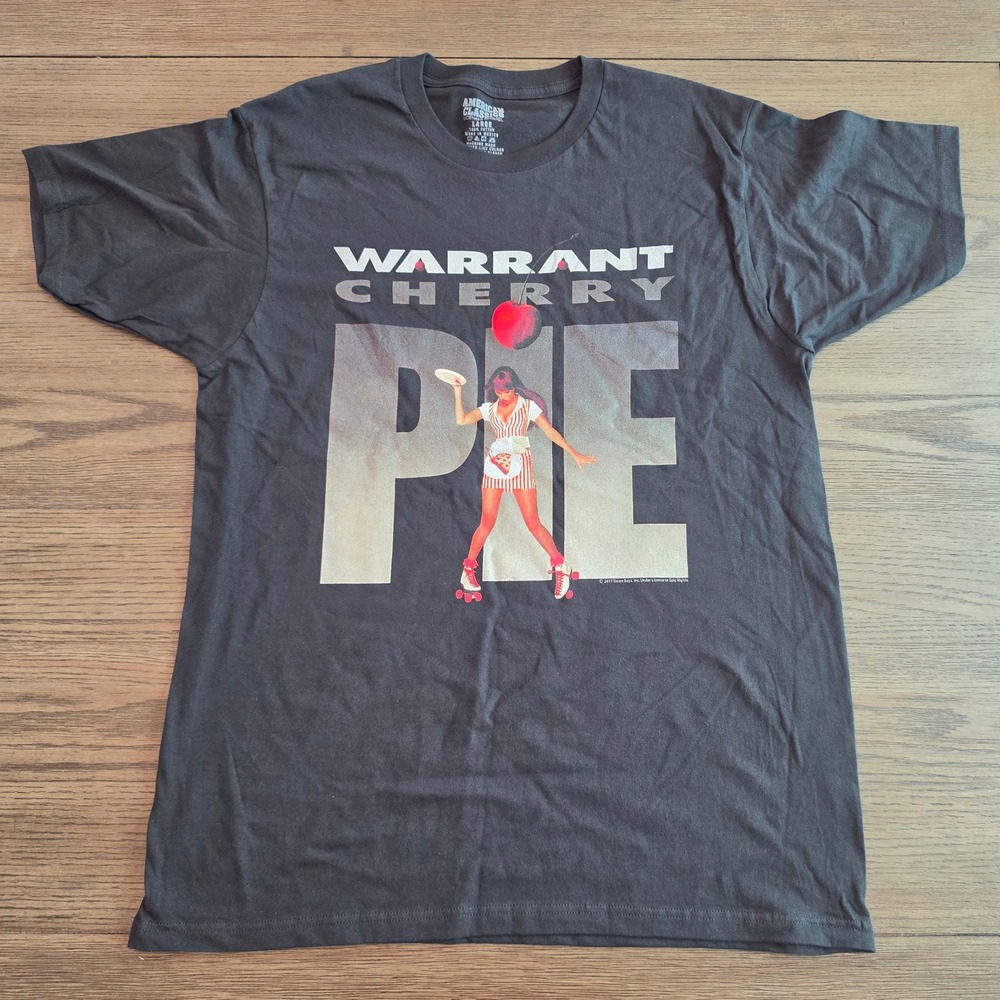 Warrant Cherry Pie Band T-Shirt Black Rock Graphic Tee Large